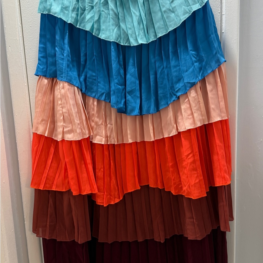 Multicolor Pleated Skirt